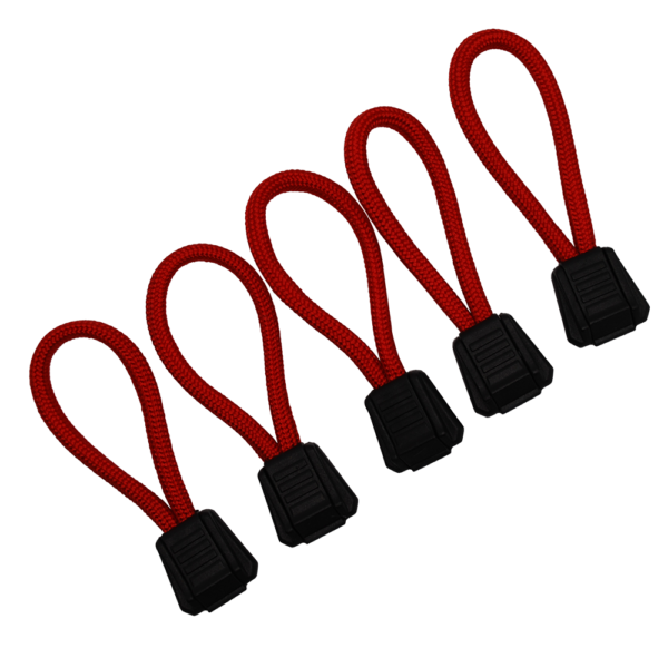 paracord zipper pull - red diamonds on black with black and red